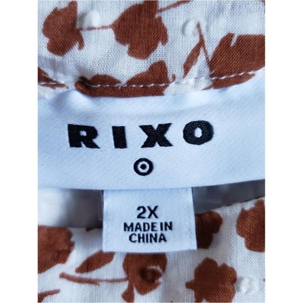 RIXO Floral Midi Dress Womens 2X Brown Cotton Ruffle Cottagecore - Picture 4 of 6